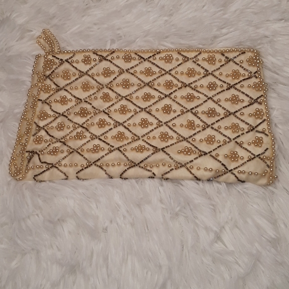 Vintage Handbags - Vintage Beaded Pearl Art Deco Wedding Prom Clutch Purse Evening Bag